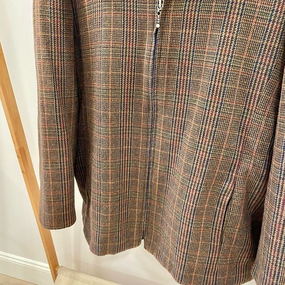 Vintage Plaid Zip Up Collared Coat Chore Jacket in Brown - Picture 5 of 6